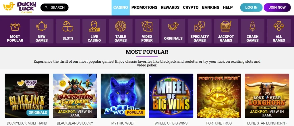 Slot Games and Featured Titles